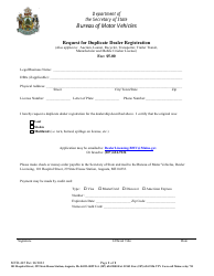 Document preview: Form MVD-405 Request for Duplicate Dealer Registration - Maine