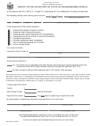 Form MVT-28 Notice to the Secretary of State of an Abandoned Vehicle - Maine