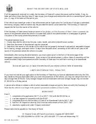 Instructions for Form MVT-28 Notice to the Secretary of State of an Abandoned Vehicle - Maine, Page 2