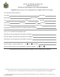 Form MVI-29 Unmarked Catalytic Converter Complaint Petition - Maine, Page 2