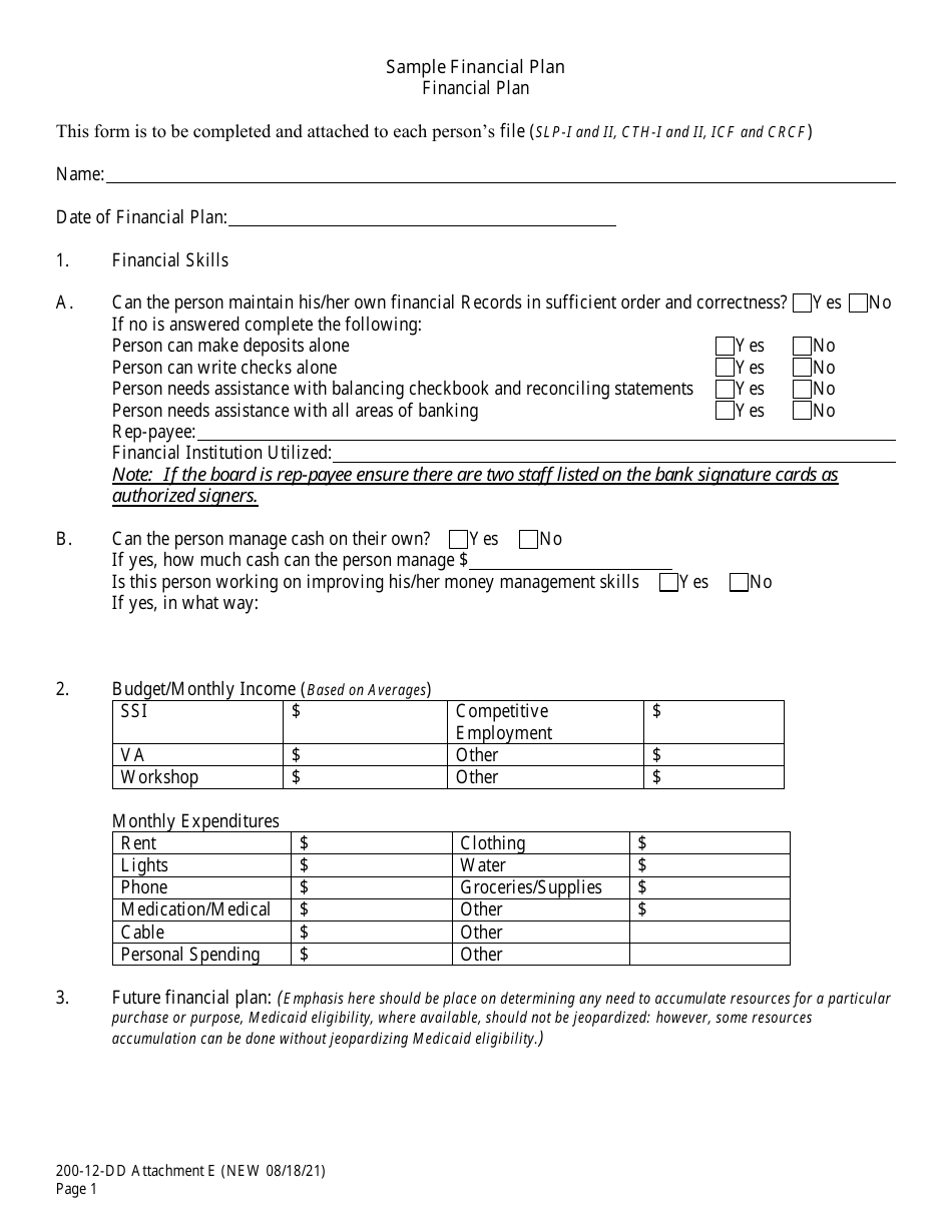 Form 200-12-DD Attachment E Financial Plan - South Carolina, Page 1
