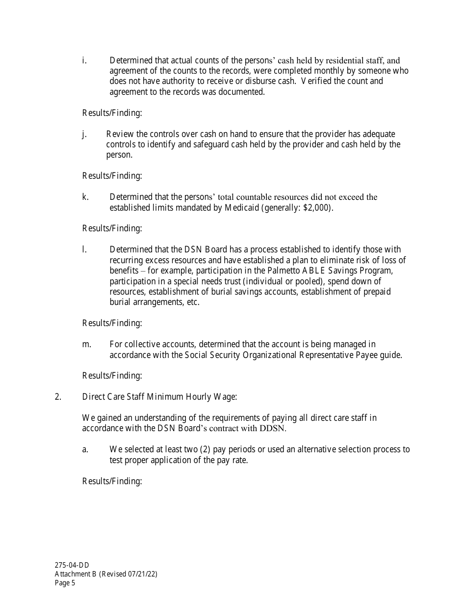 Form 275-04-DD Attachment B Independent Accountants Report on Applying Agreed-Upon Procedures - South Carolina, Page 5