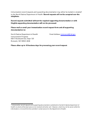 Form SFN58454 North Dakota Immunization Record Request - North Dakota, Page 2