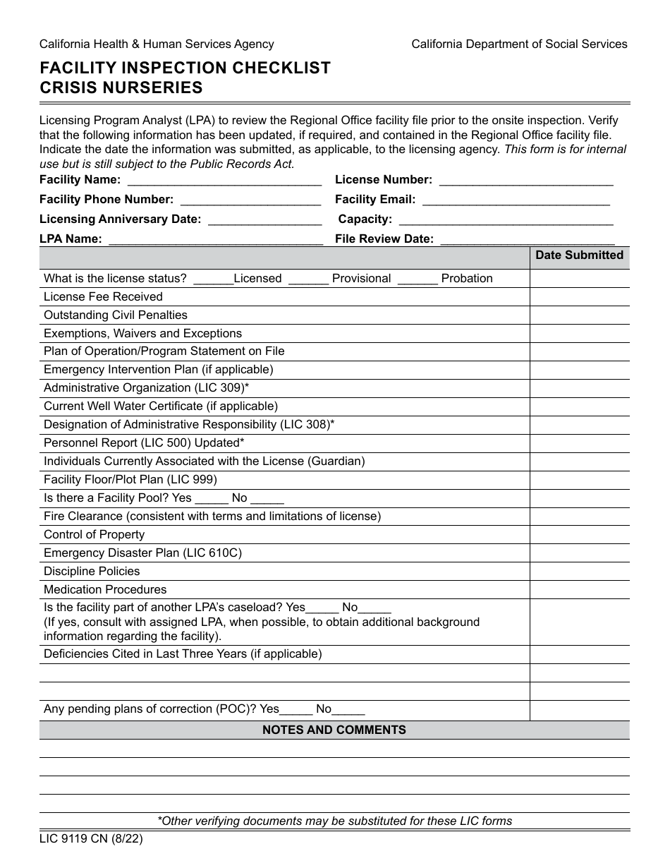 Form LIC9119 CN - Fill Out, Sign Online and Download Fillable PDF ...