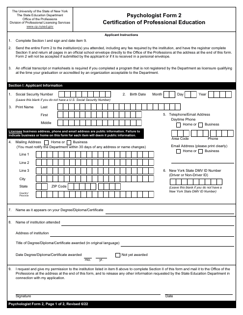 Psychologist Form 3  Printable Pdf