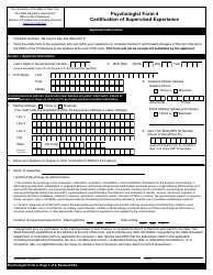 Document preview: Psychologist Form 4 Certification of Supervised Experience - New York