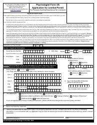 Psychologist Form 5A Application for Limited Permit for Persons Gaining Experience for Licensure - New York