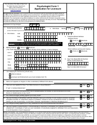 Document preview: Psychologist Form 1 Application for Licensure - New York