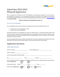 Phlprek Application - City of Philadelphia, Pennsylvania