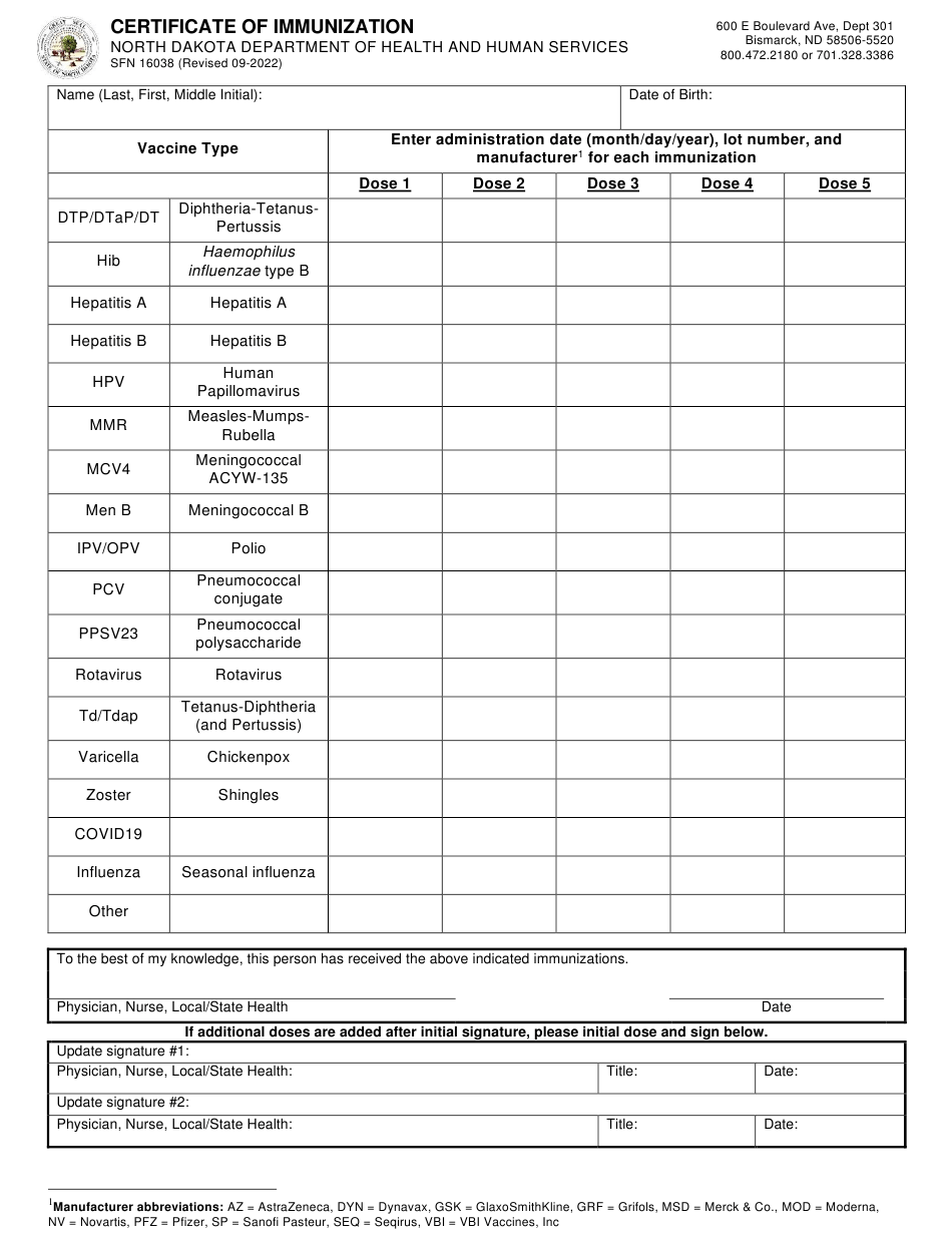 Form SFN16038 Download Printable PDF or Fill Online Certificate of ...