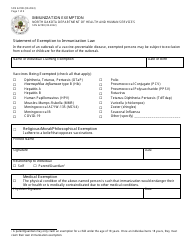 Form SFN62180 Immunization Exemption - North Dakota