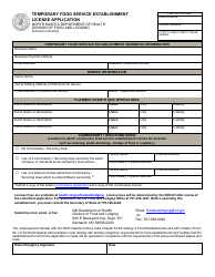 Document preview: Form SFN62210 Temporary Food Service Establishment License Application - North Dakota
