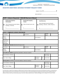 Disaster Assistance Advance Payment Request Form - Northwest Territories, Canada