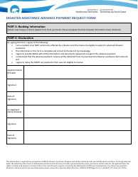 Disaster Assistance Advance Payment Request Form - Northwest Territories, Canada, Page 2