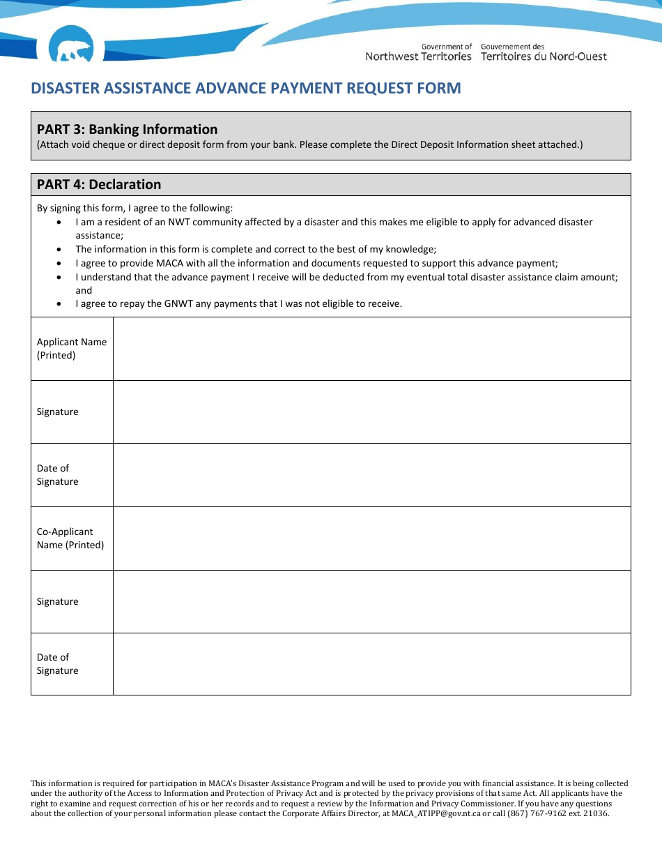 Northwest Territories Canada Disaster Assistance Advance Payment ...