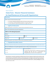 Document preview: Claim Form - Disaster Financial Assistance for Small Businesses & Non-profit Organizations - Northwest Territories, Canada