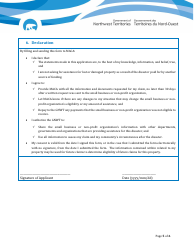 Claim Form - Disaster Financial Assistance for Small Businesses &amp; Non-profit Organizations - Northwest Territories, Canada, Page 5