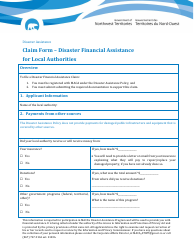 Document preview: Claim Form - Disaster Financial Assistance for Local Authorities - Northwest Territories, Canada