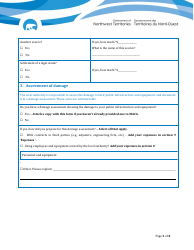 Claim Form - Disaster Financial Assistance for Local Authorities - Northwest Territories, Canada, Page 2