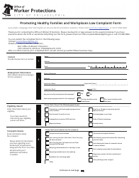 Document preview: Promoting Healthy Families and Workplaces Law Complaint Form - City of Philadelphia, Pennsylvania