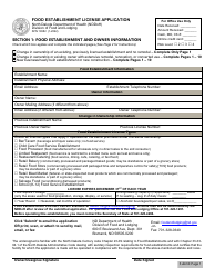 Document preview: Form SFN19382 Food Establishment License Application - North Dakota