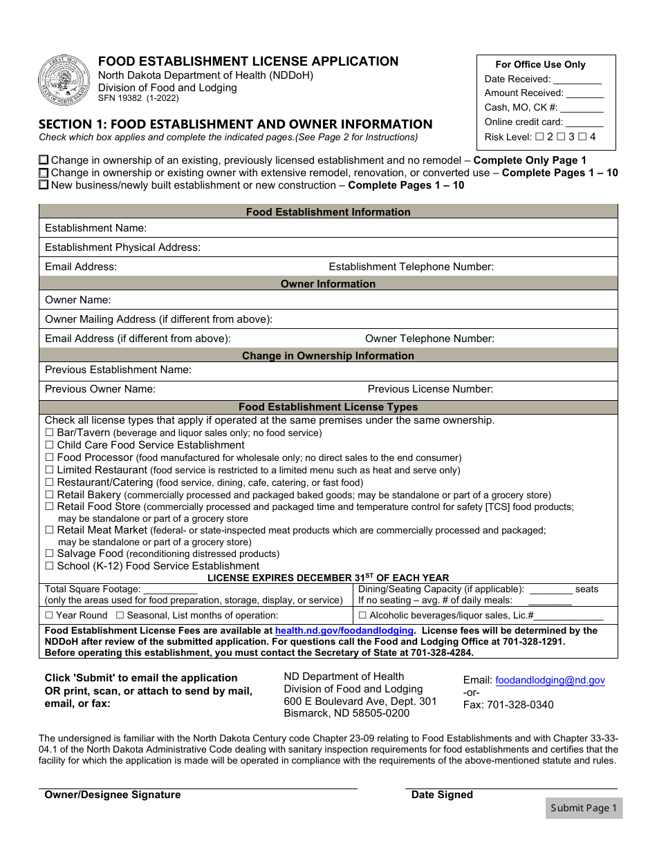 Form SFN19382 Fill Out, Sign Online and Download Fillable PDF, North Dakota Templateroller