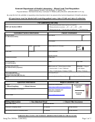 Document preview: Form Inorg/Tox200 Blood Lead Test Requisition - Vermont