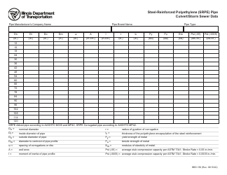 Document preview: Form BBS156 Steel-Reinforced Polyethylene (Srpe) Pipe Culvert/Storm Sewer Data - Illinois