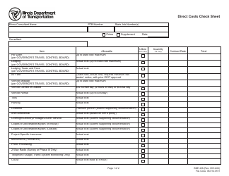 Form BDE436 Direct Costs Check Sheet - Illinois