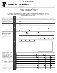 Document preview: Form SI_002_F Final Compliance Form - Special Inspections Program - City of Philadelphia, Pennsylvania