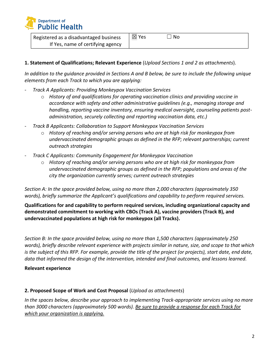 Appendix A Proposal Template - City of Philadelphia, Pennsylvania, Page 2