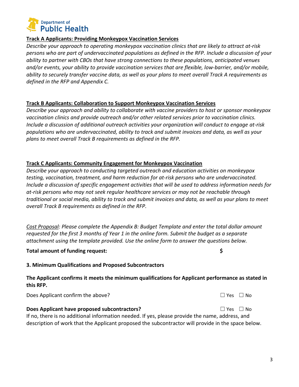 Appendix A Proposal Template - City of Philadelphia, Pennsylvania, Page 3
