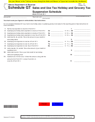 Form ST-1 (010) Schedule GT Sales and Use Tax Holiday and Grocery Tax Suspension Schedule - Illinois