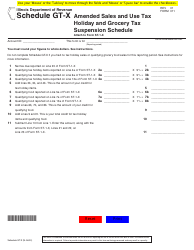 Document preview: Form 011 Schedule GT-X Amended Sales and Use Tax Holiday and Grocery Tax Suspension Schedule - Illinois
