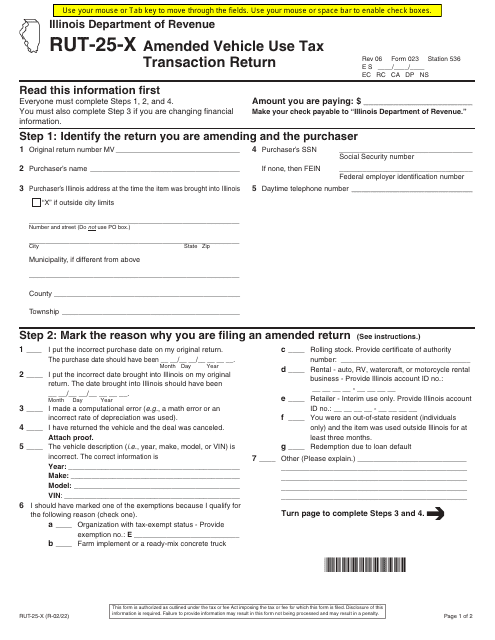 Form RUT-25-X (023)  Printable Pdf
