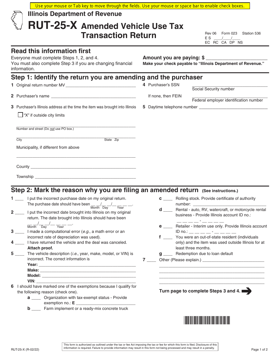 Form RUT25X (023) Fill Out, Sign Online and Download Fillable PDF