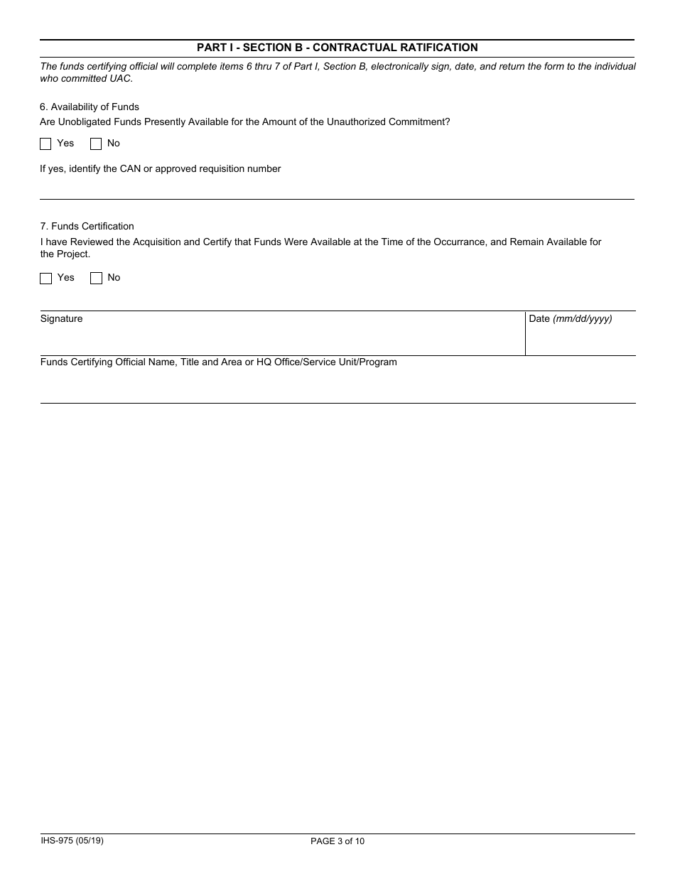 Form IHS-975 Request for Ratification of Unauthorized Commitment (Uac), Page 3