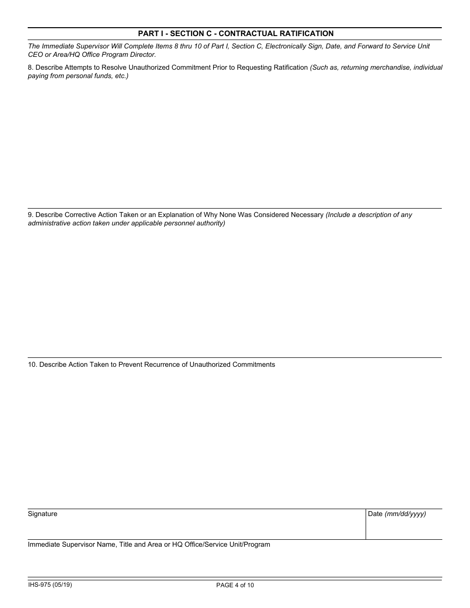 Form IHS-975 Download Fillable PDF Or Fill Online Request For ...