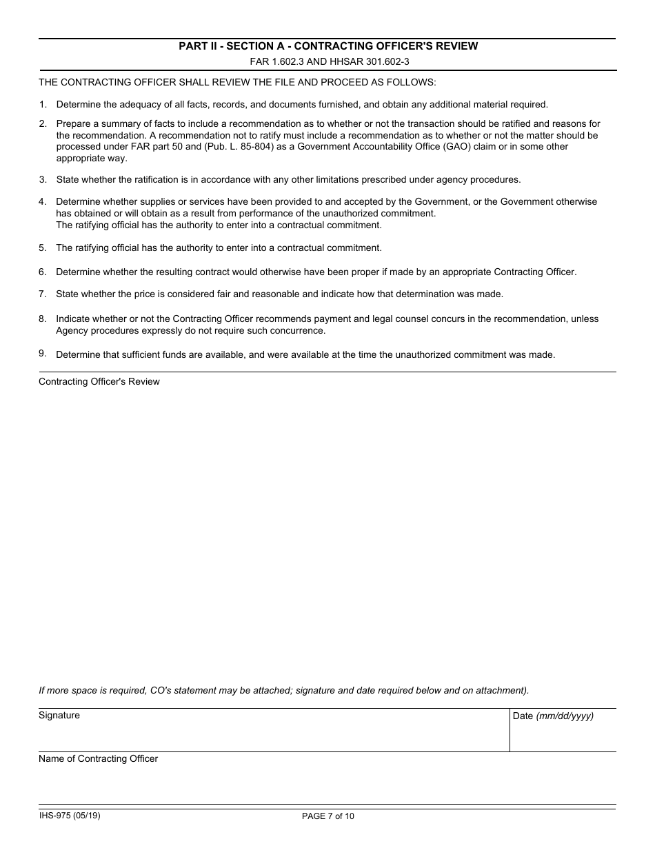 Form IHS-975 Request for Ratification of Unauthorized Commitment (Uac), Page 7
