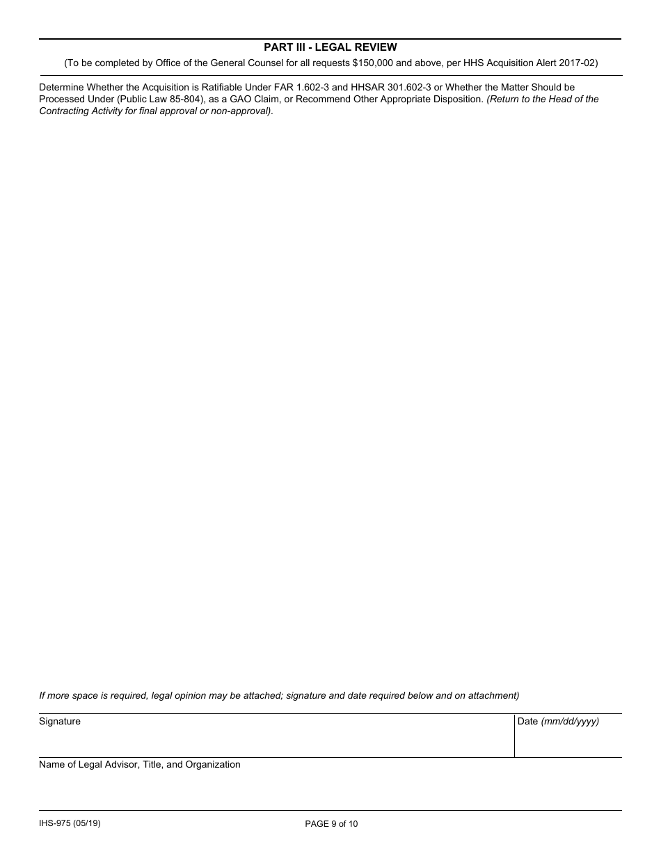 Form IHS-975 Request for Ratification of Unauthorized Commitment (Uac), Page 9