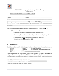 Document preview: Title VI Discrimination Complaint Form - Orange County, Florida (Haitian Creole)