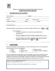 Document preview: Titulo VI Discriminacion Formulario De Reclamacion - Orange County, Florida (Spanish)