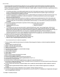 Form FLHSMV71120 Certificacion De Domicilio (Solo Para Licencia De Conducir Clase E O Tarjetas De Identificacion) - Florida (English/Spanish), Page 2