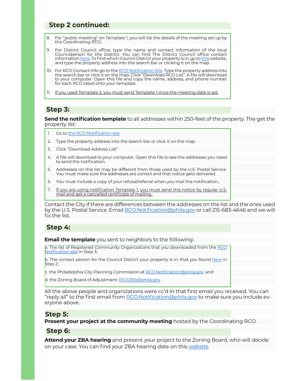 Rco Notification: Instructions for Applicants - City of Philadelphia, Pennsylvania, Page 2