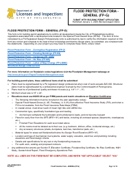 Form PG_002_F Flood Protection Form - General (Fp-G) - City of Philadelphia, Pennsylvania