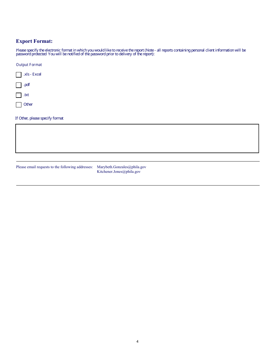Data and Report Request Form - City of Philadelphia, Pennsylvania, Page 4