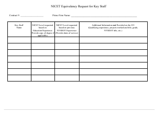 Document preview: Nicet Equivalency Request for Key Staff - New York