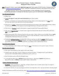 Document preview: Form OFS038 Biological Evidence Submission Checklist - New Jersey