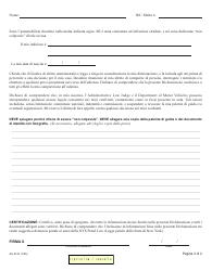 Form AA-53.2I Statement in Place of Personal Appearance - New York (Italian), Page 2