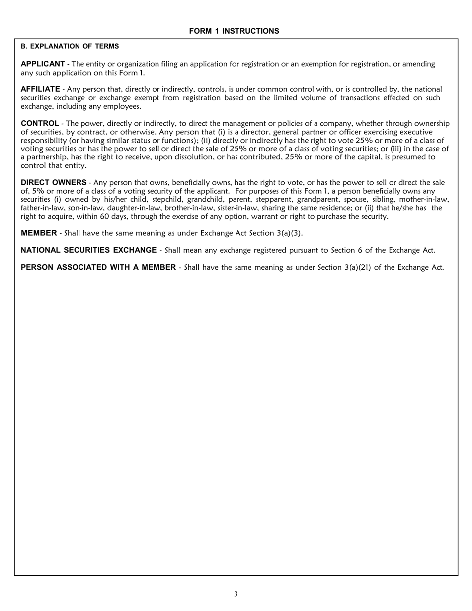 Form 1 (SEC Form 1935) Application for, and Amendments to Application for, Registration as a National Securities Exchange or Exemption From Registration Pursuant to Section 5 of the Exchange Act, Page 3